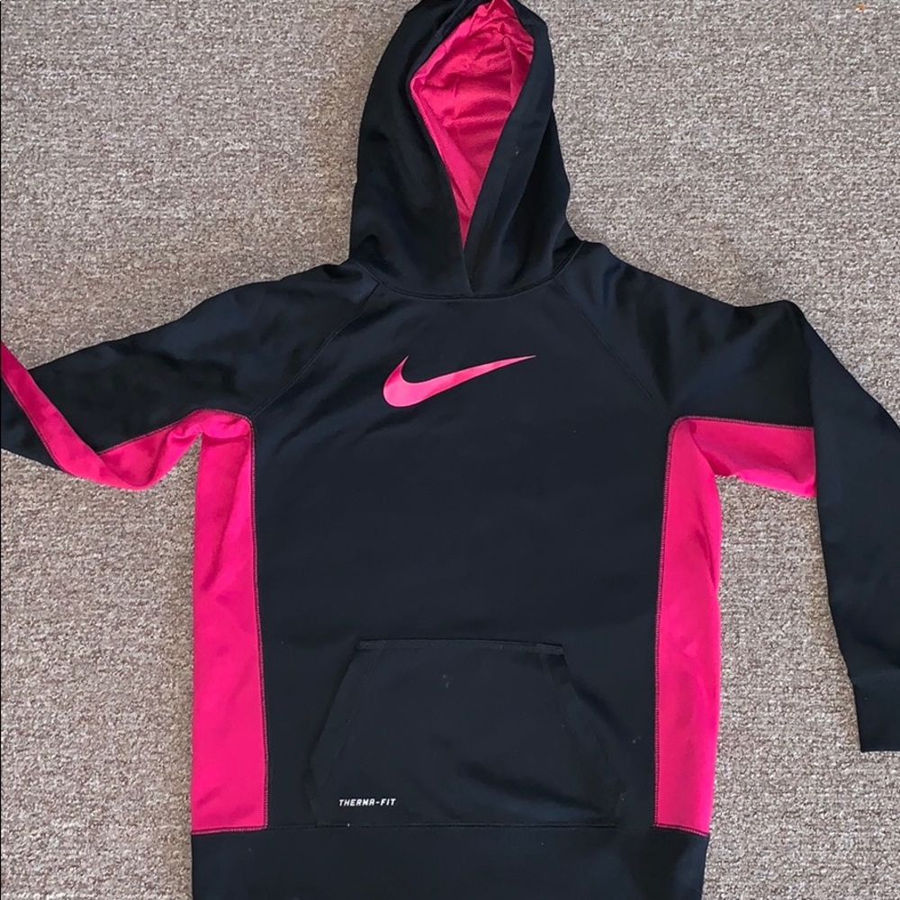 Nike Black and Pink Kids Hooded Sweatshirt